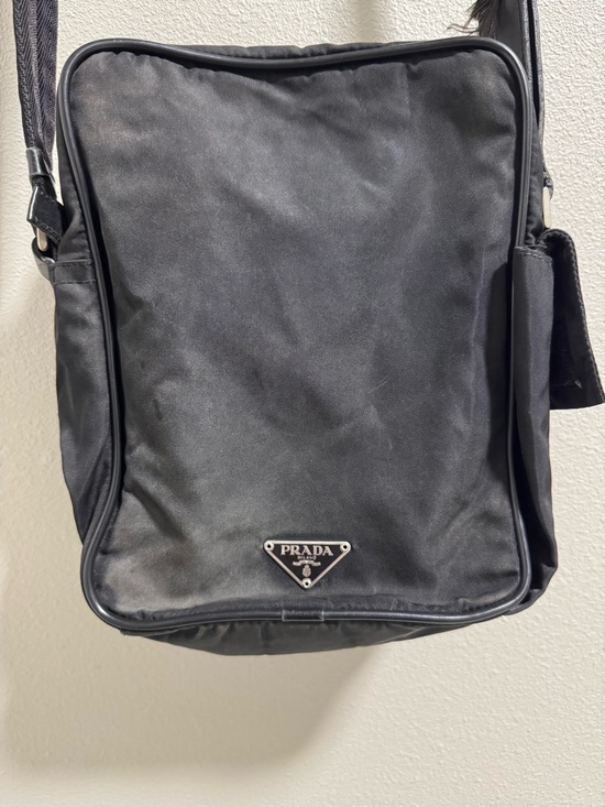 Handbags - Authentic Prada Nero Tessuto Plate Crossbody